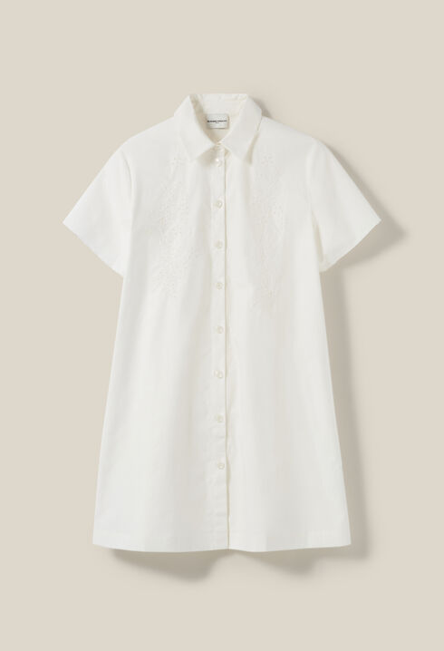Robe chemise blanche courte brodée