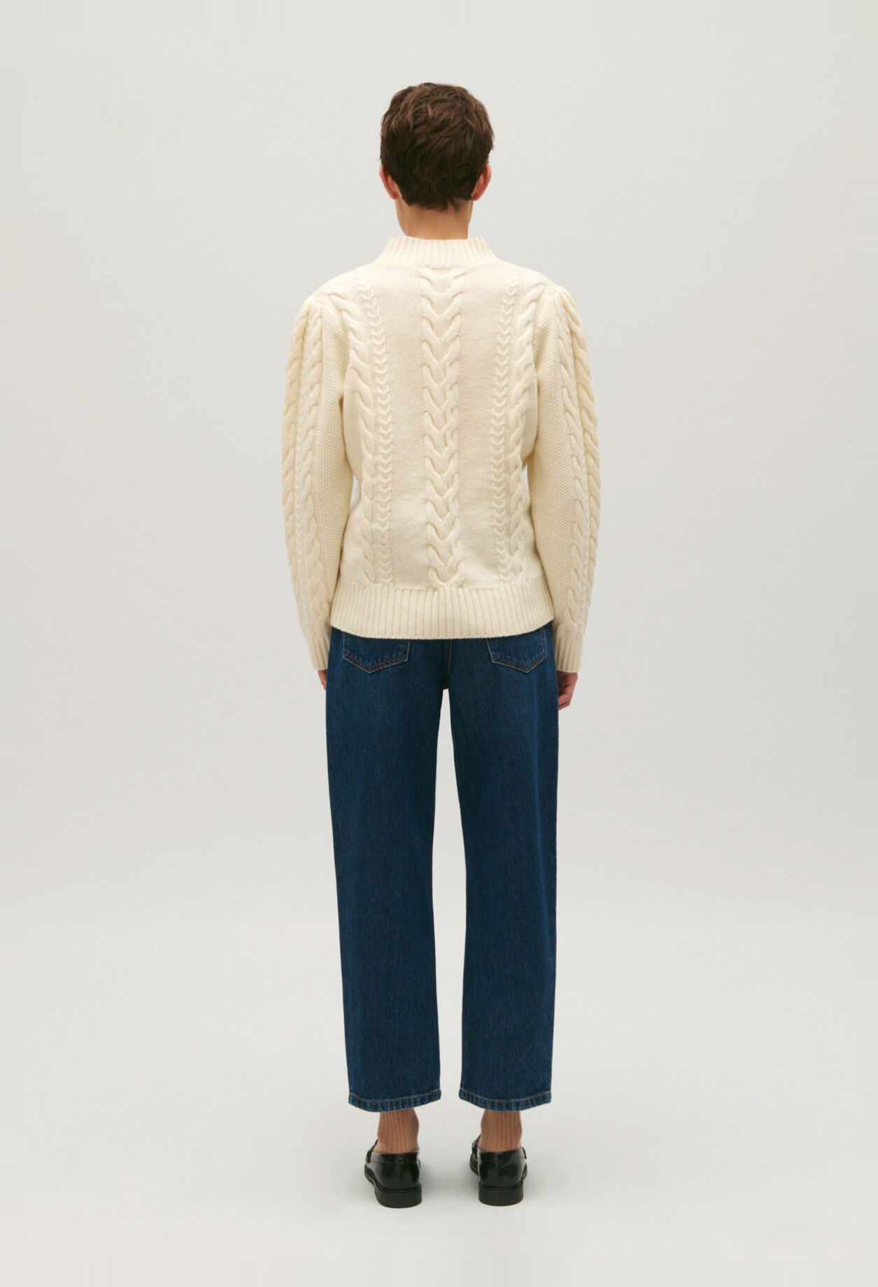 Pull maille torsadée écru