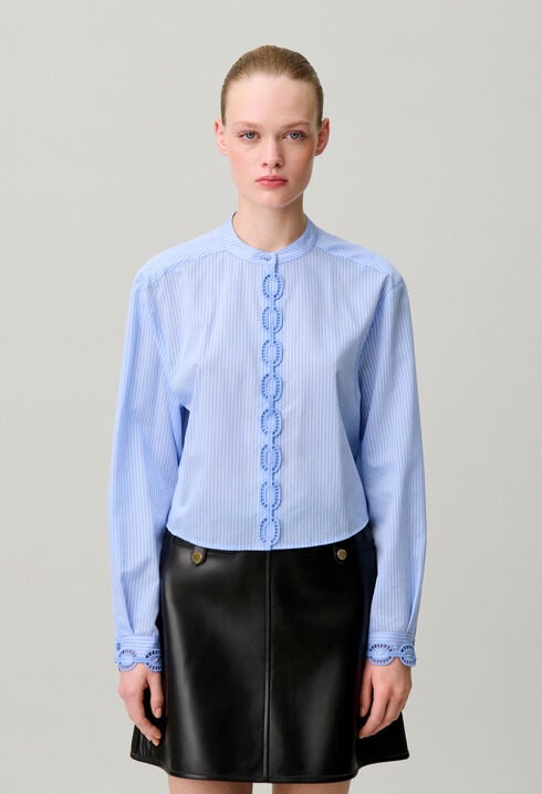 Chemise popeline ray&eacute;e