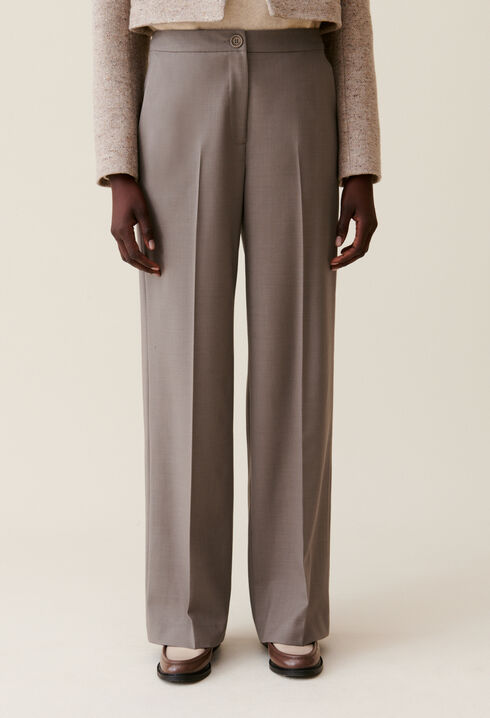 Pantalon tailleur droit taupe