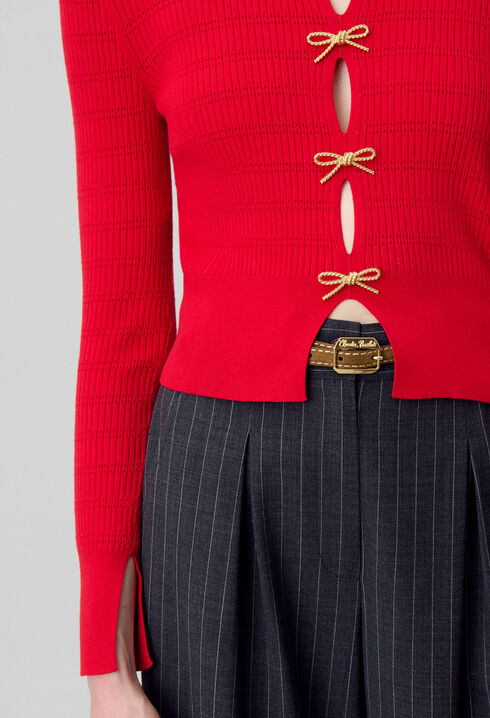 Pull maille fine nœuds