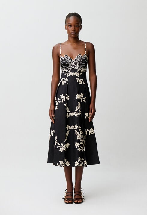Robe bretelles broderies florales