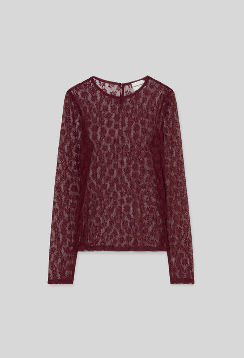 T-shirt ajust&eacute; dentelle manches longues