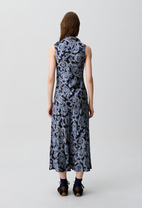 Robe fluide satin&eacute;e imprim&eacute;e 