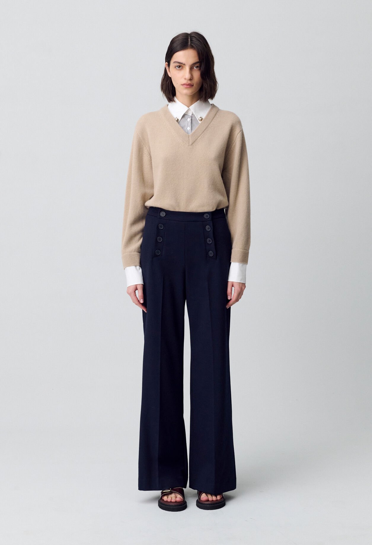 Pantalon droit à pont