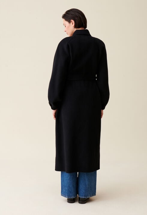 Manteau long ceinturé marron