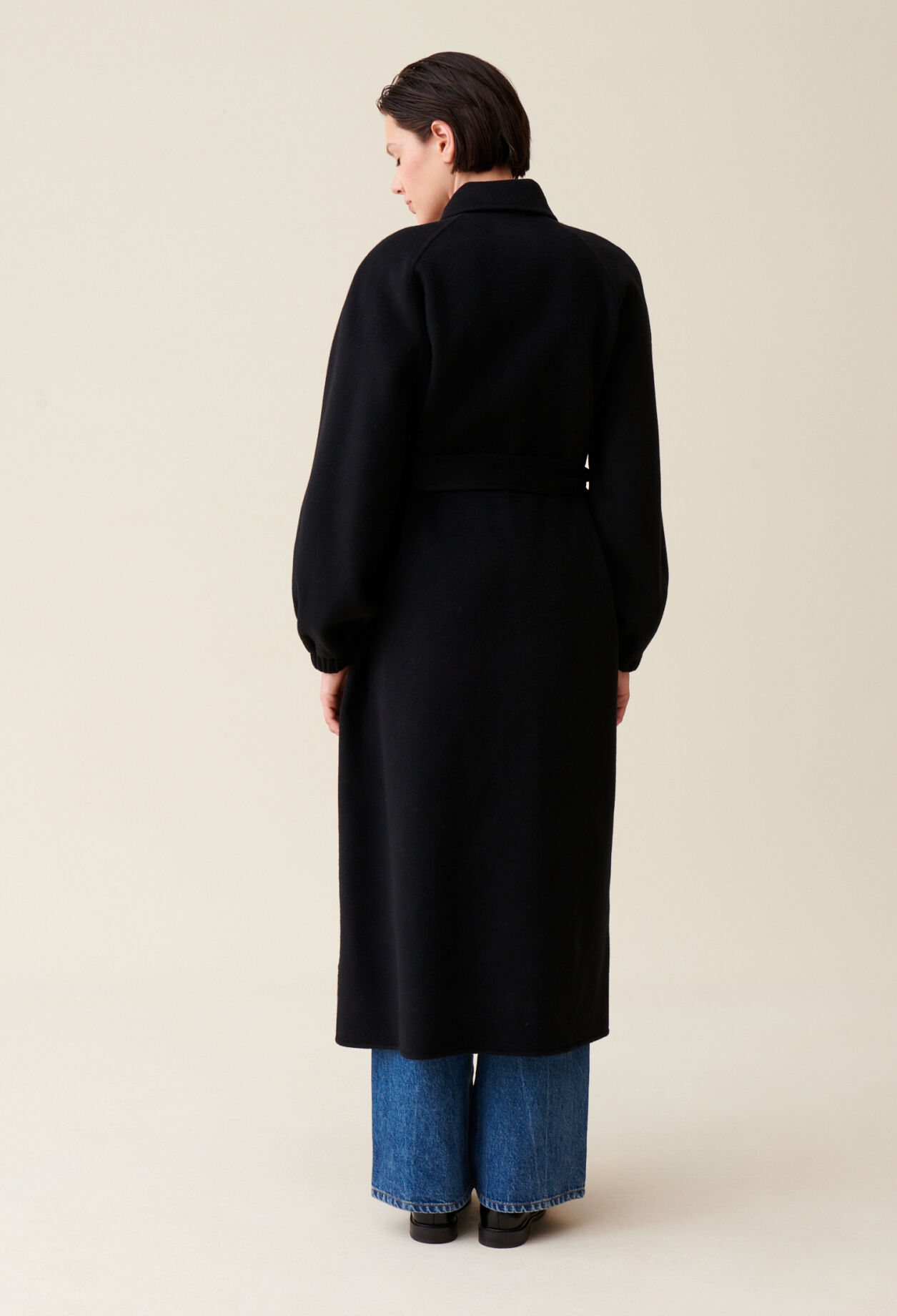 Manteau long ceinturé marron