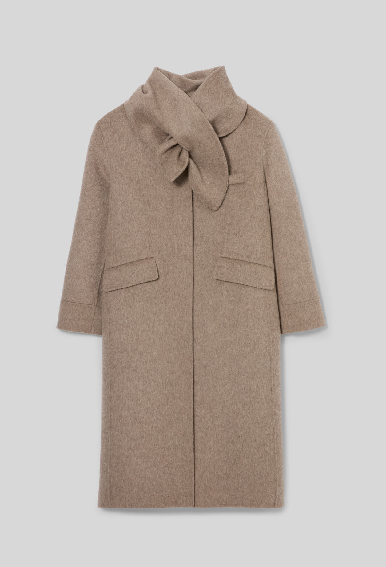 Manteau long laine col foulard