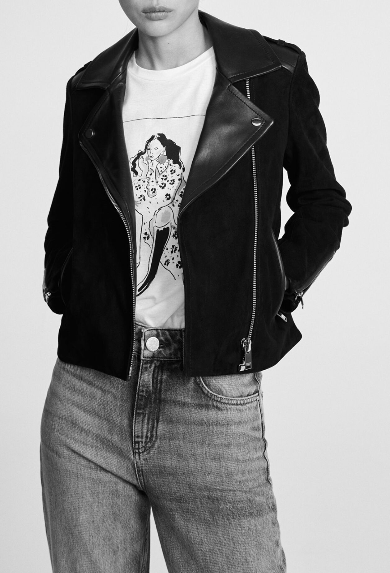 Veste en cuir noir