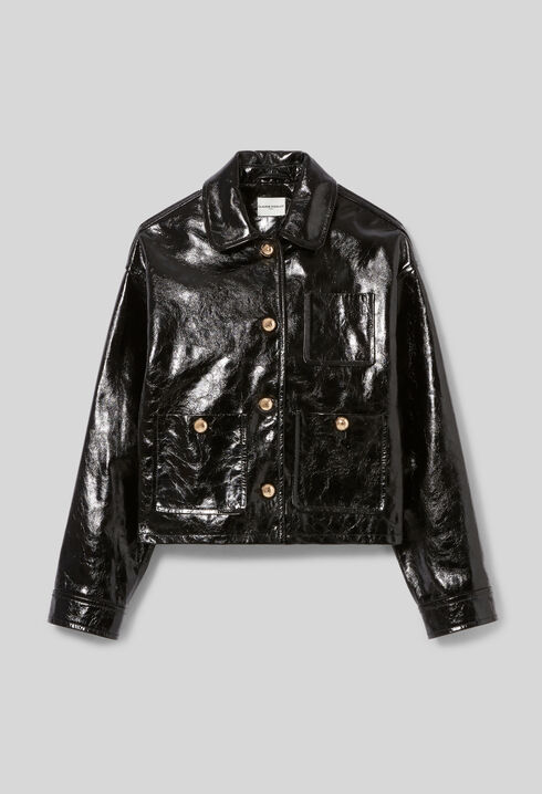 Blouson cuir vernis vieilli