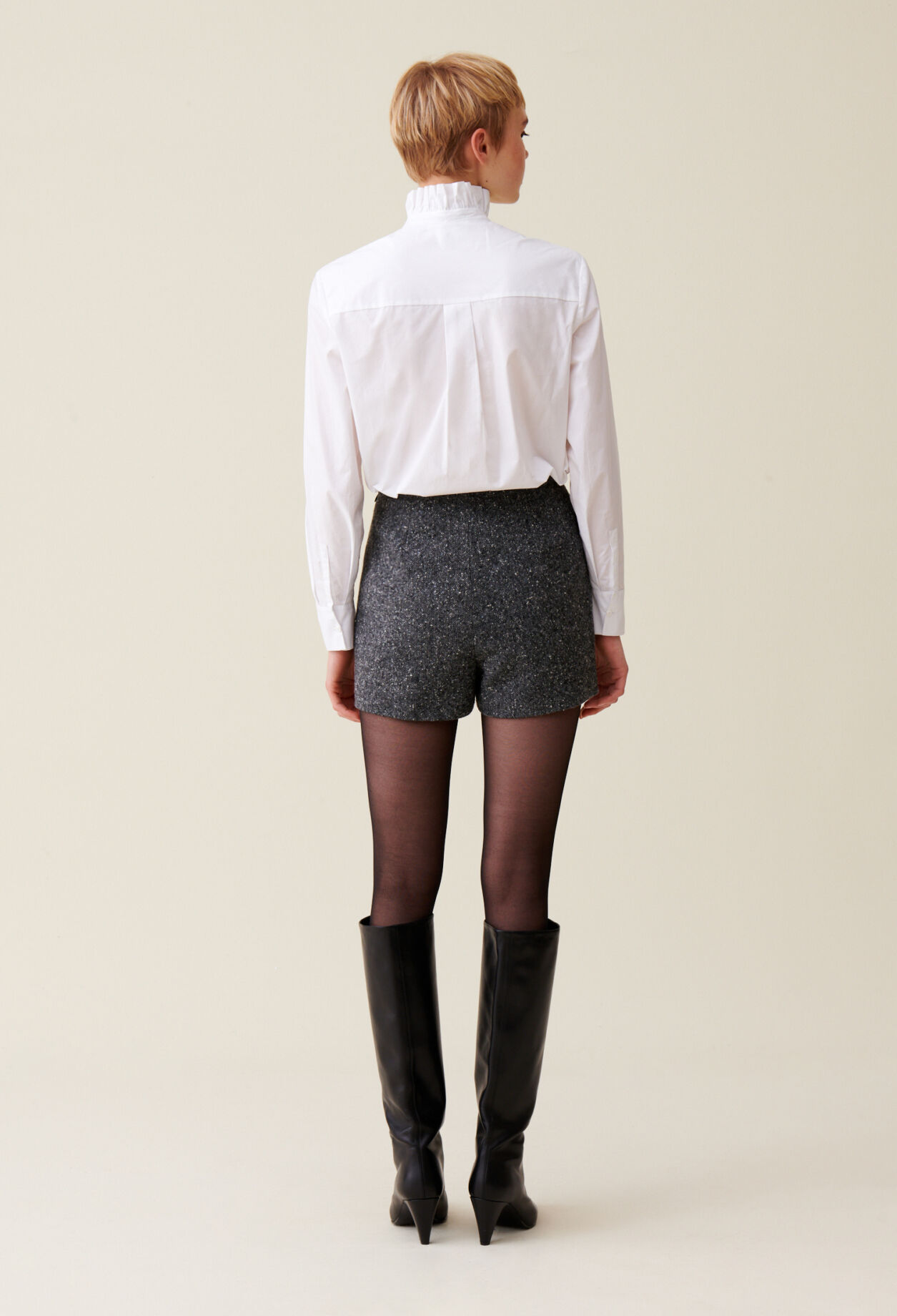 Short tweed gris