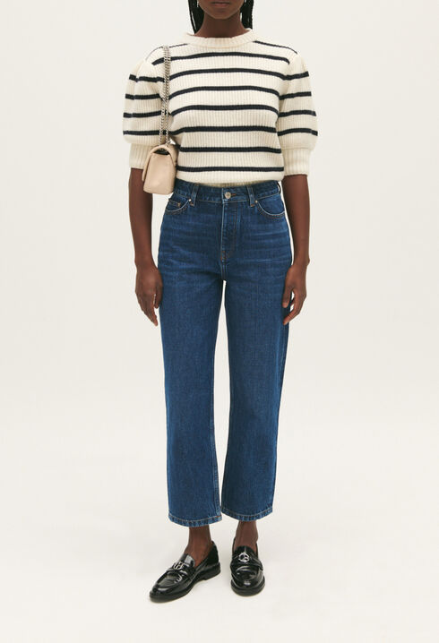 Jean mom bleu foncé