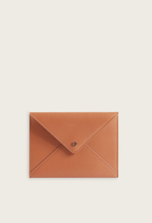 Pochette enveloppe cuir camel