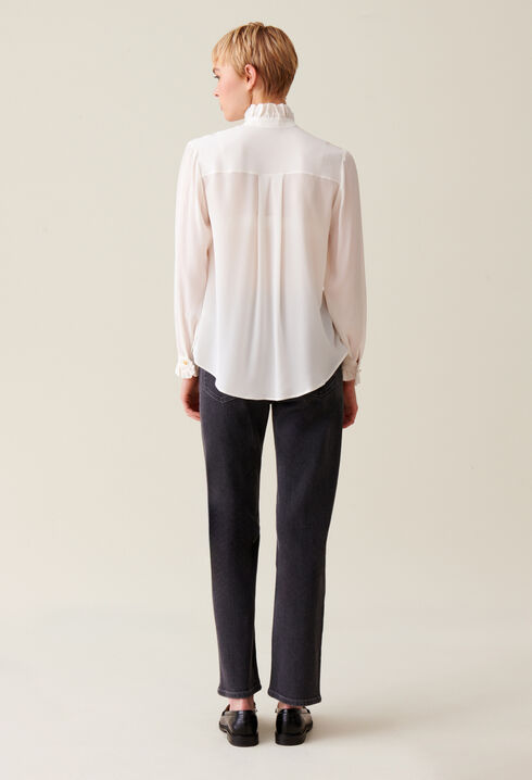 Chemise blanche col montant ondulé 