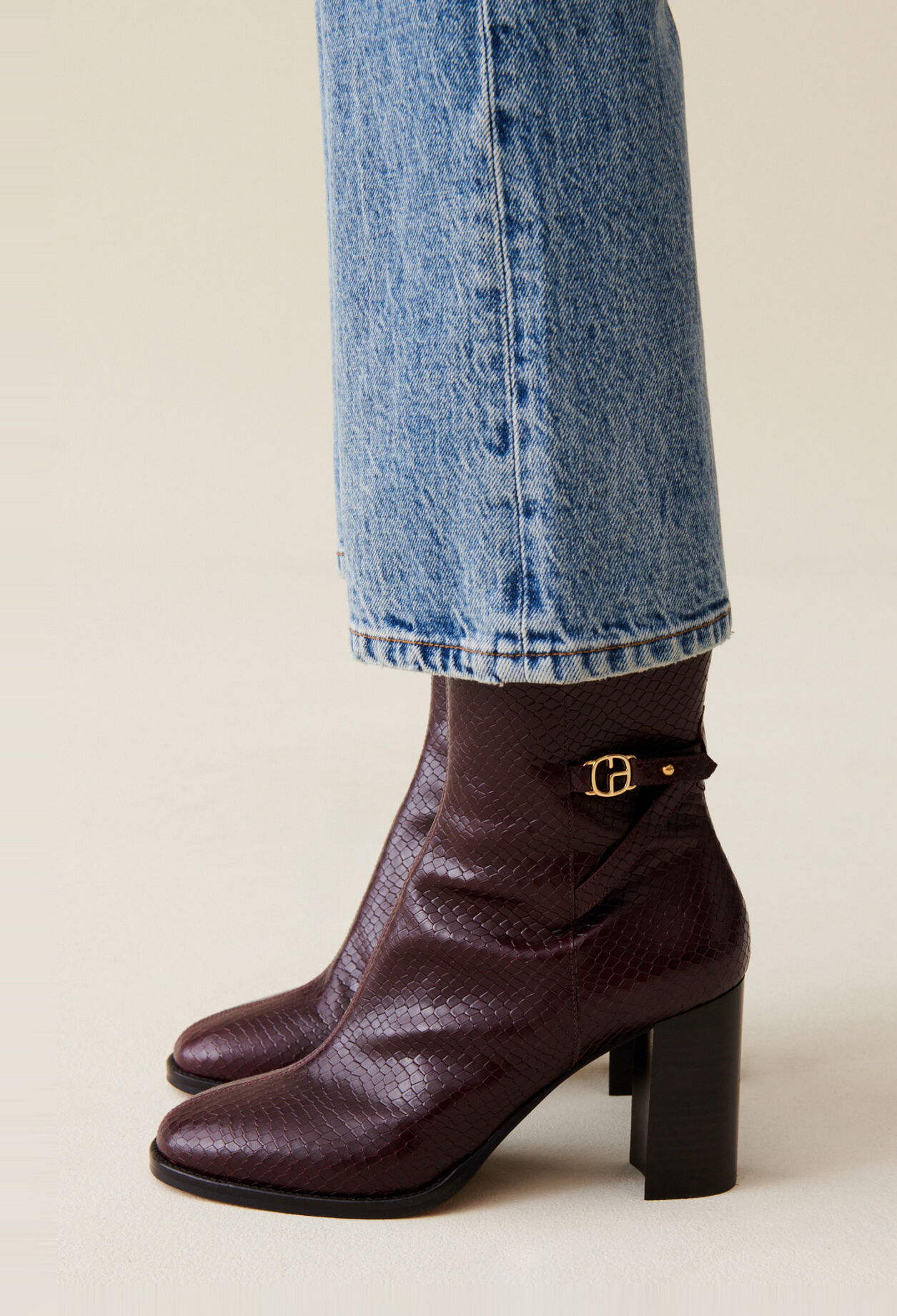 Bottines effet serpent cuir vernis