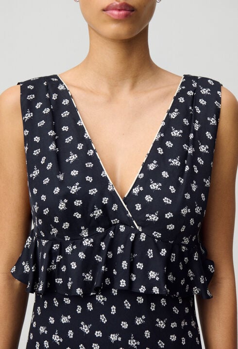 Robe longue volantée