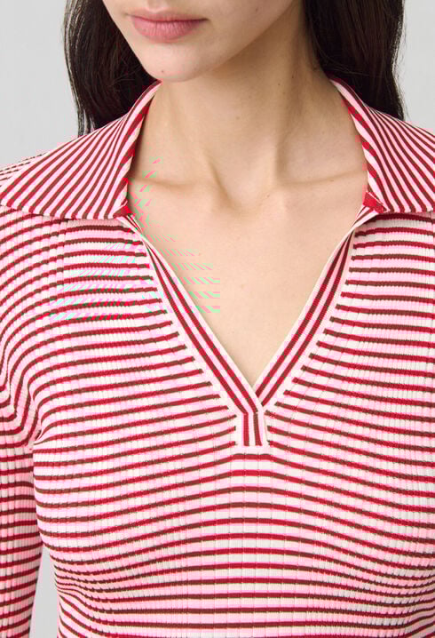 Top maille fine rayé volants