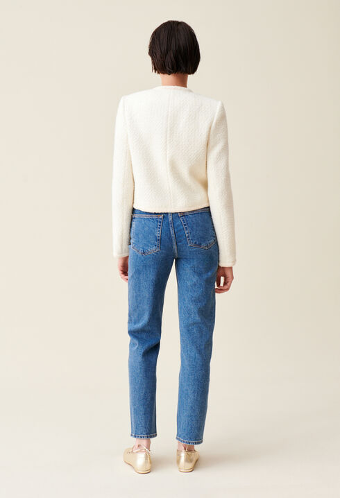 Veste courte tweed ivoire 
