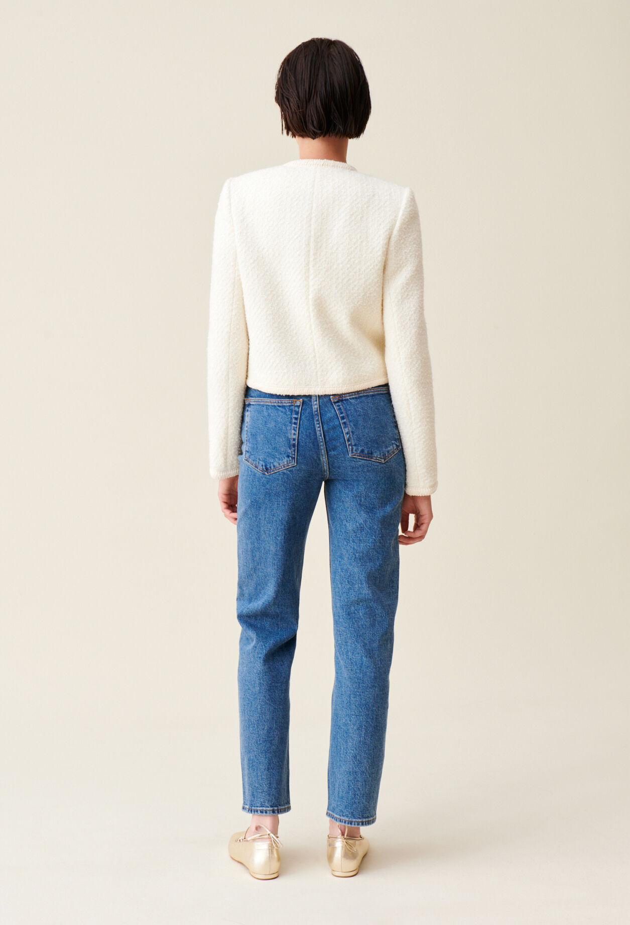 Veste courte tweed ivoire