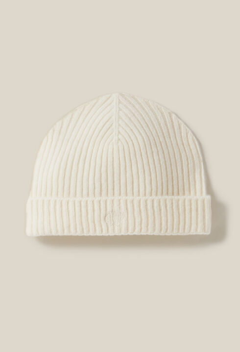 Bonnet côtelé cachemire broderie CP
