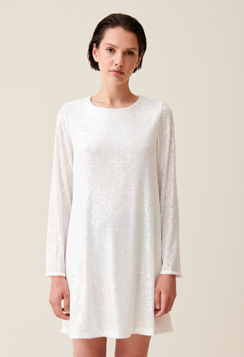 Robe courte Rififi sequins écrue