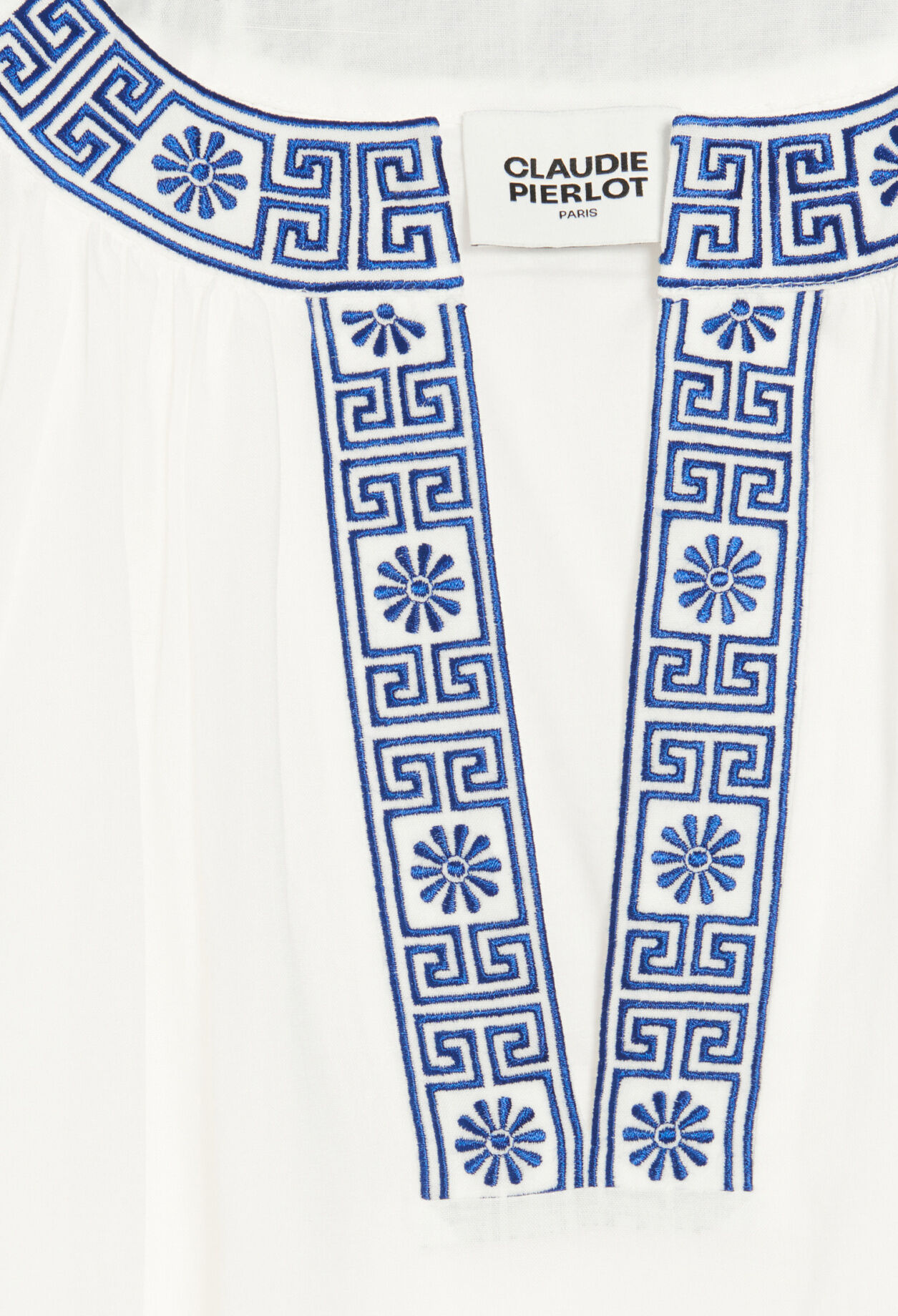 Robe midi brodée écrue