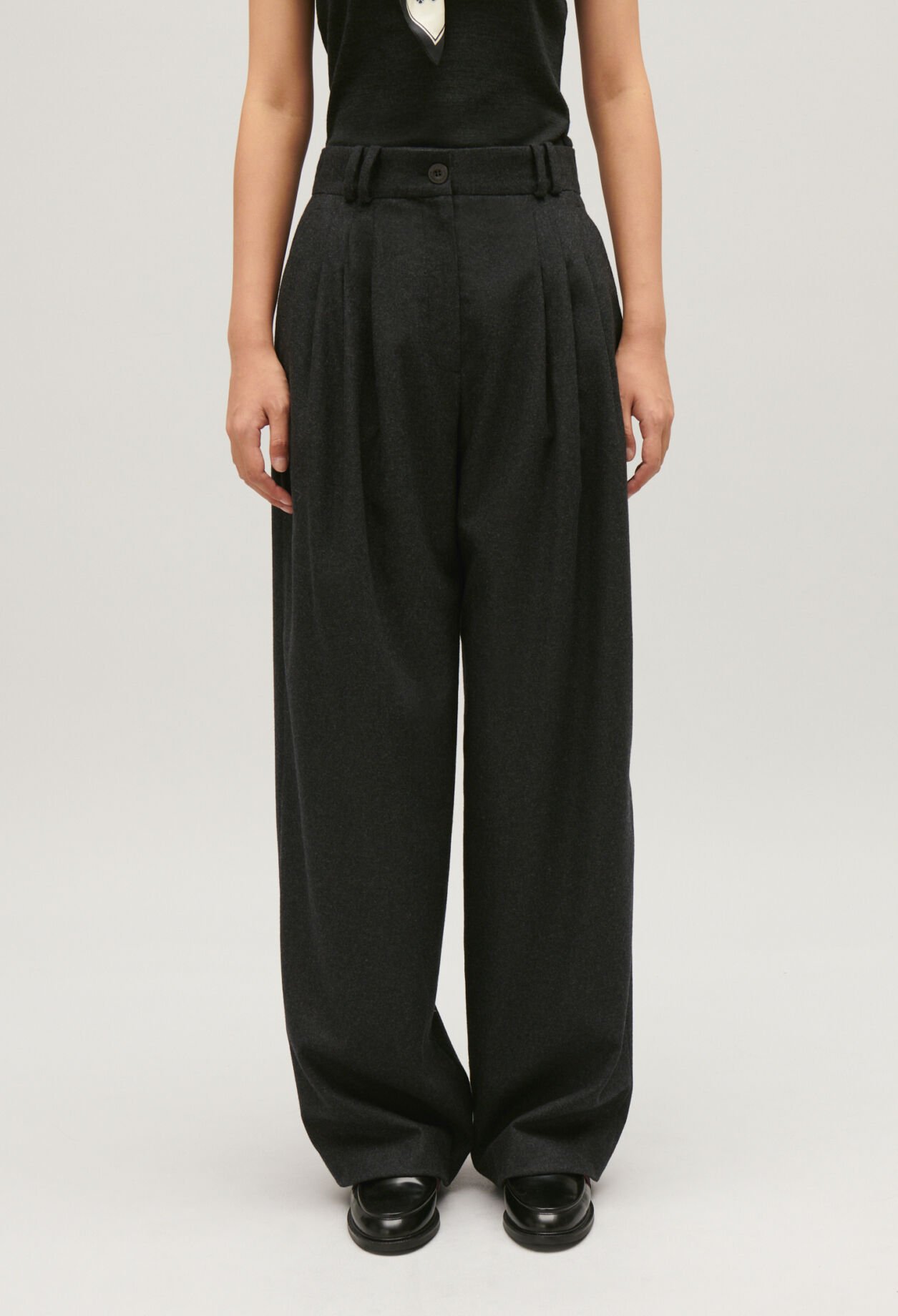 Pantalon large gris chiné