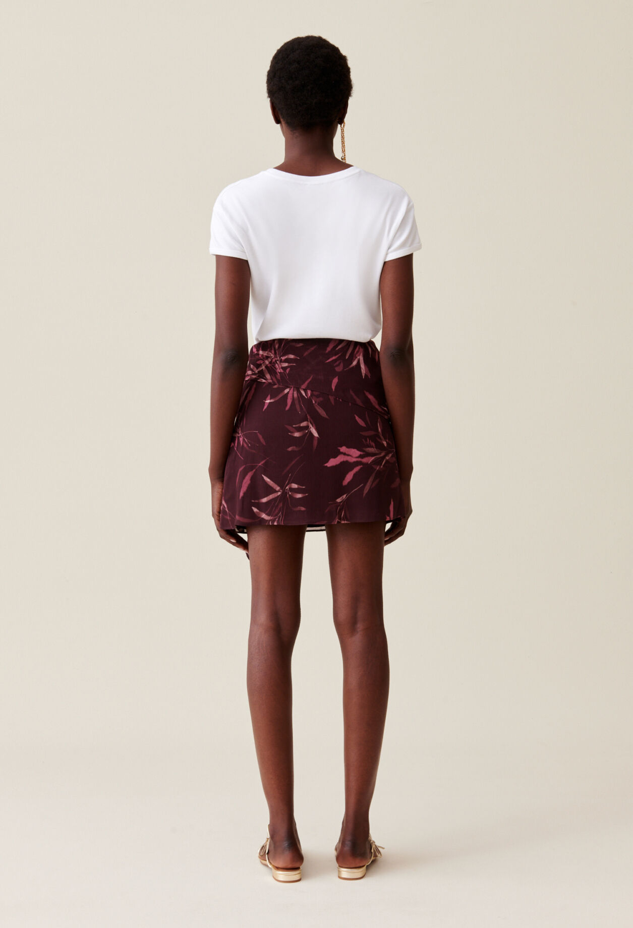 Jupe fluide courte motif floral