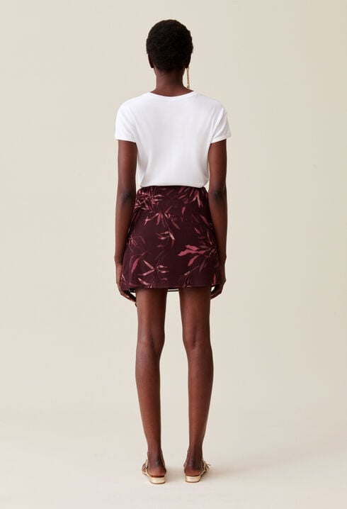 Jupe fluide courte motif floral