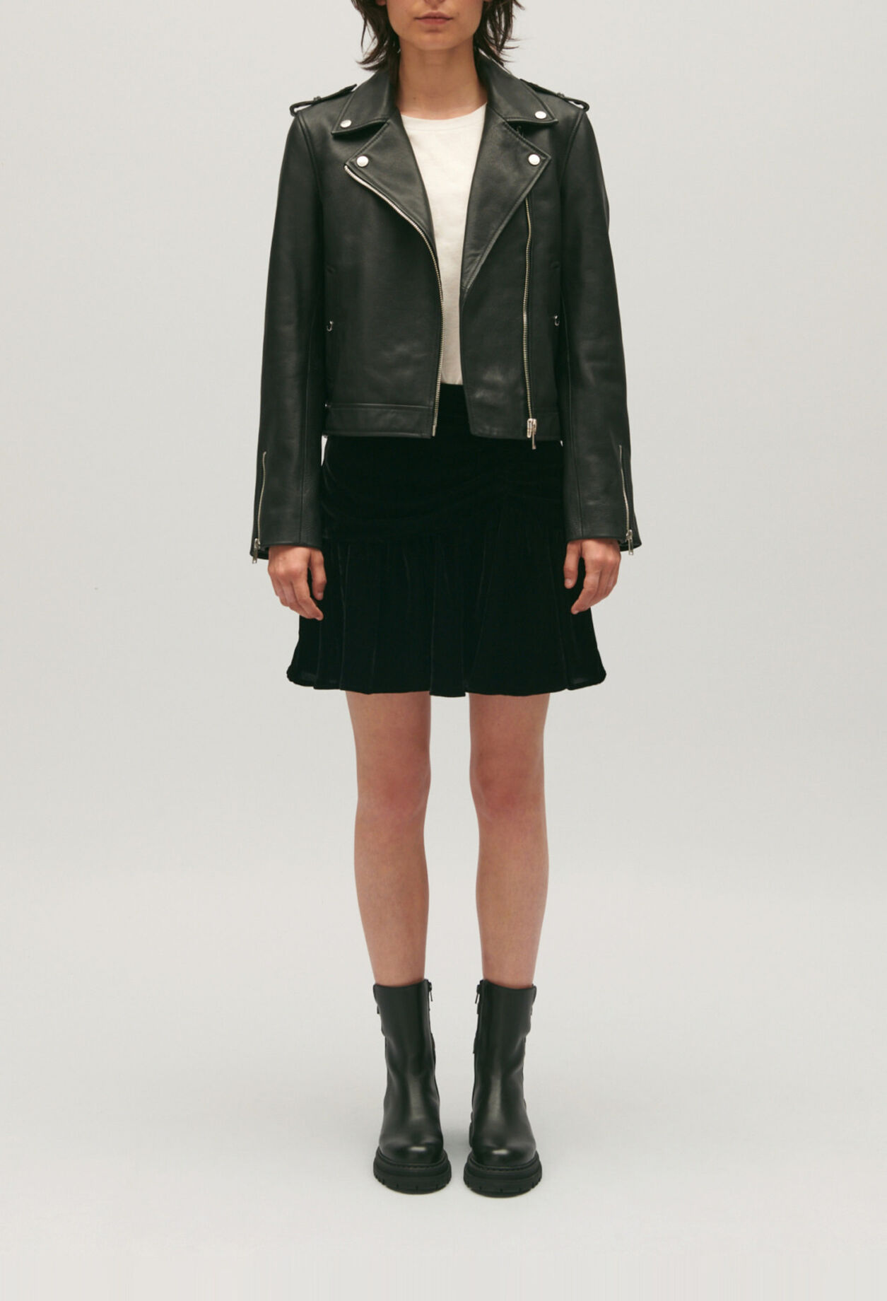 Veste cuir grainé noir 