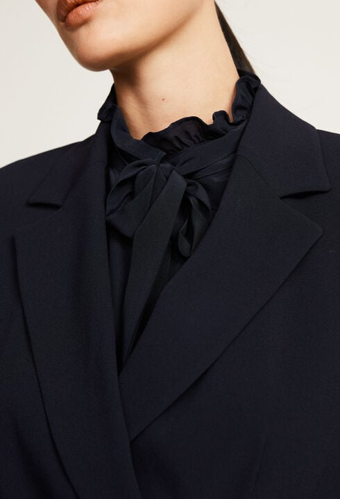 Veste De Tailleur Unie Ceinturée