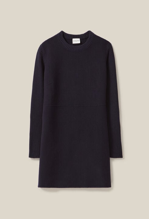 Robe courte maille dos côtelé