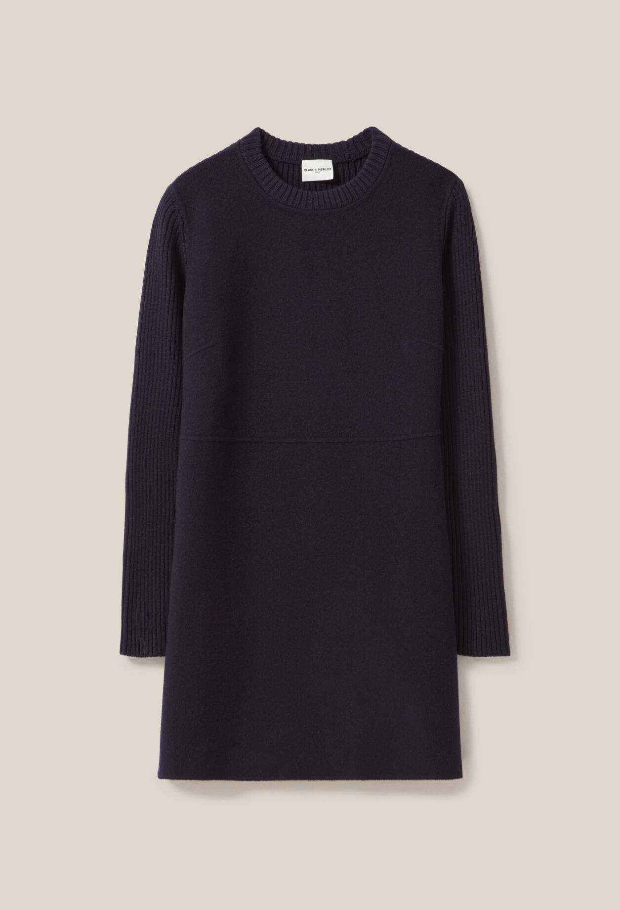 Robe courte maille dos côtelé