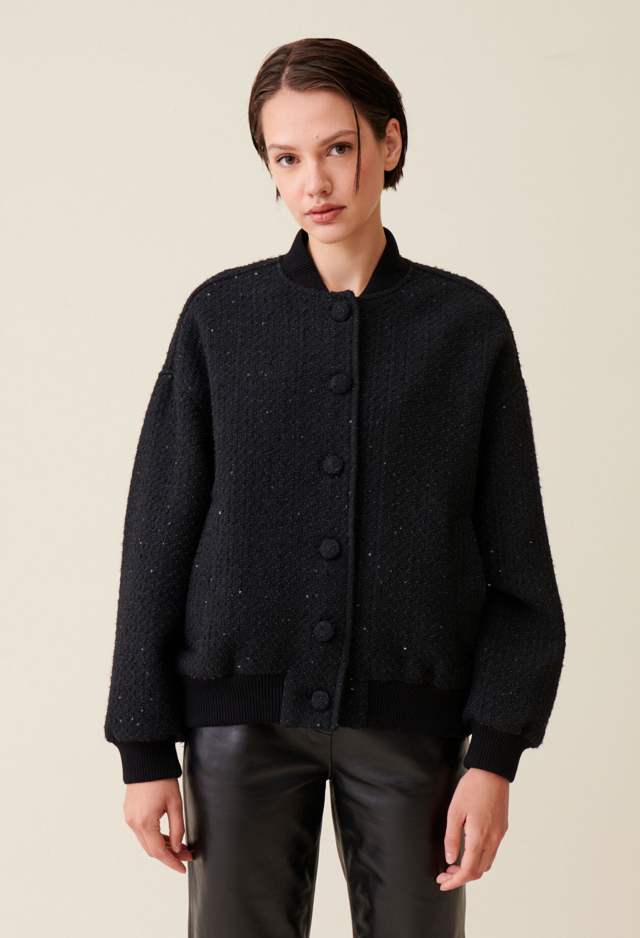 Bomber tweed noir