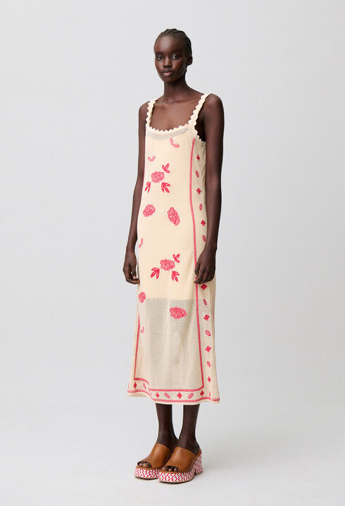 Robe midi broderies florales