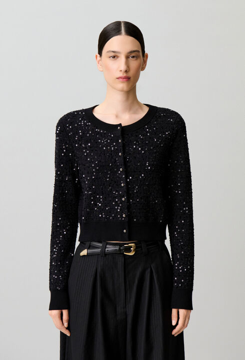 Cardigan classique maille sequins
