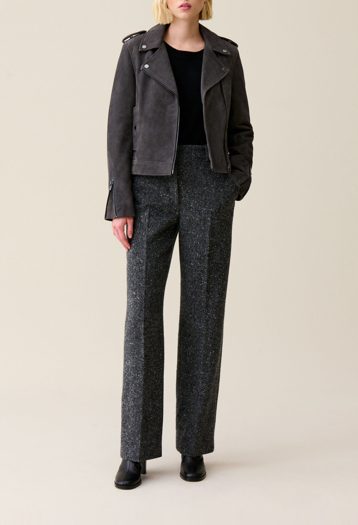 Veste perfecto cuir su&egrave;de