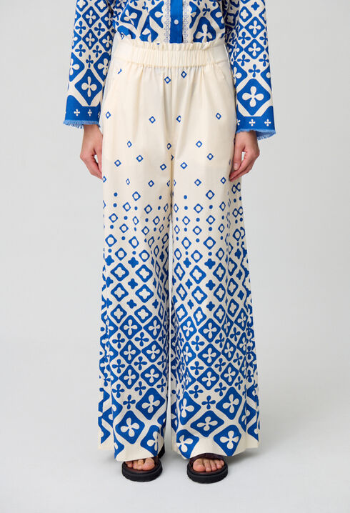 Pantalon large fluide imprimé