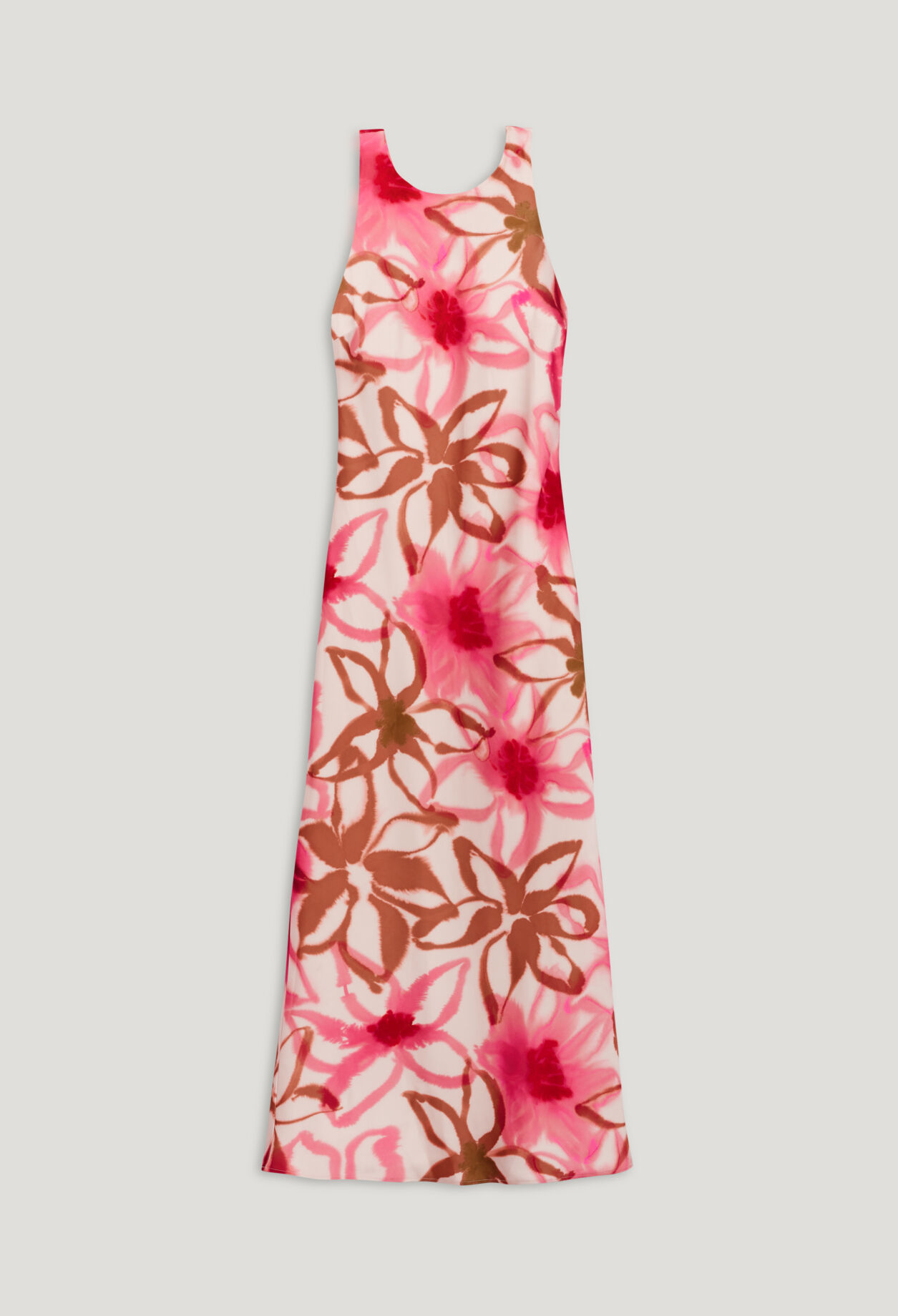 Robe longue satinée imprimée