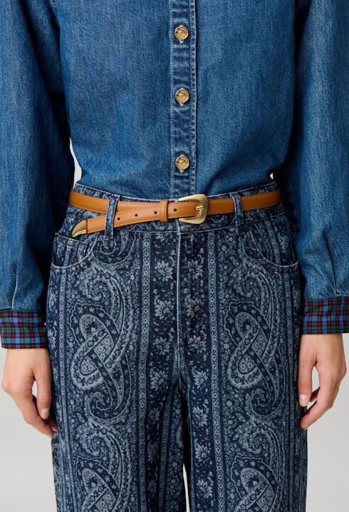 Ceinture cuir boucle organique