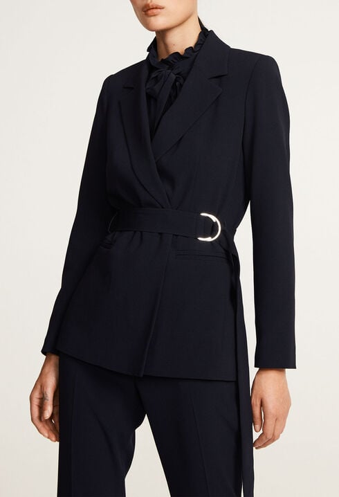 Veste De Tailleur Unie Ceinturée