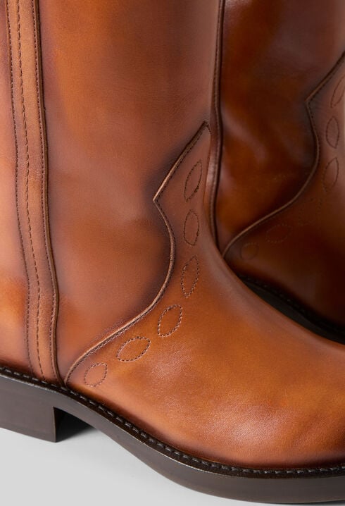 Bottines santiags cuir lisse