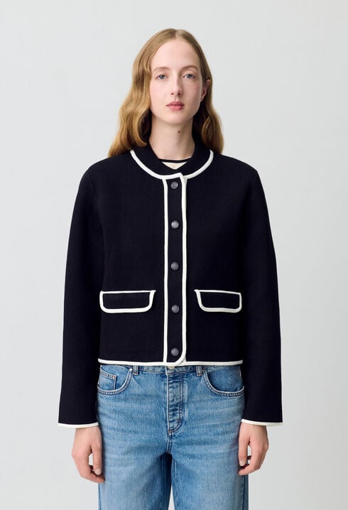 Cardigan épais bicolore
