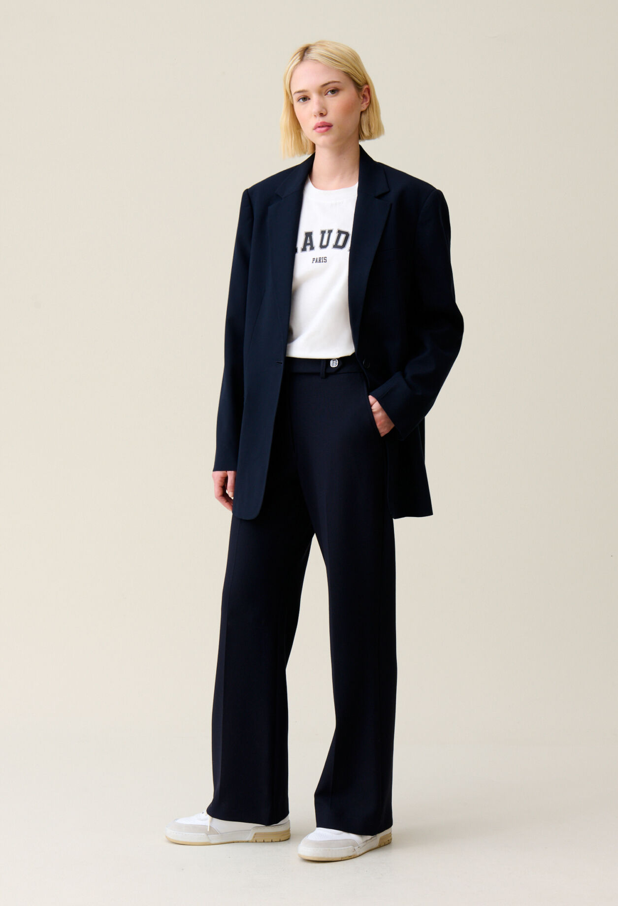 Veste tailleur oversize marine