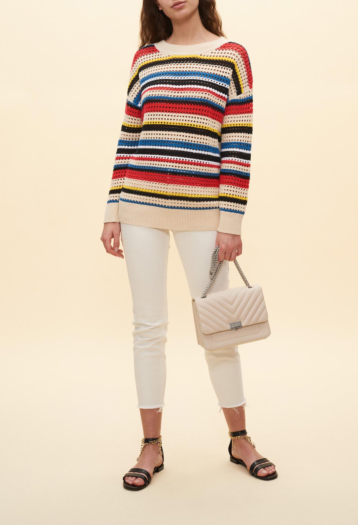 Pull rayé ajouré