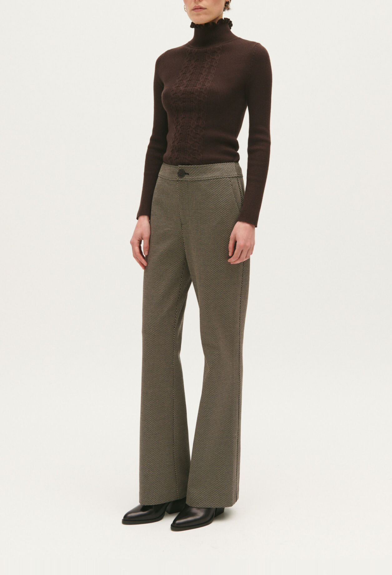 Pantalon droit imprimé chocolat