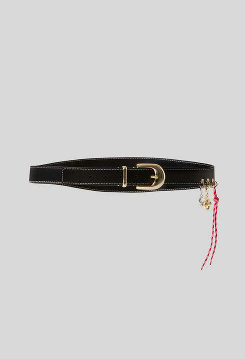 Ceinture cuir &oelig;illets charms