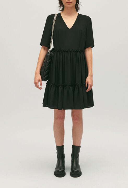 Robe courte volants noire