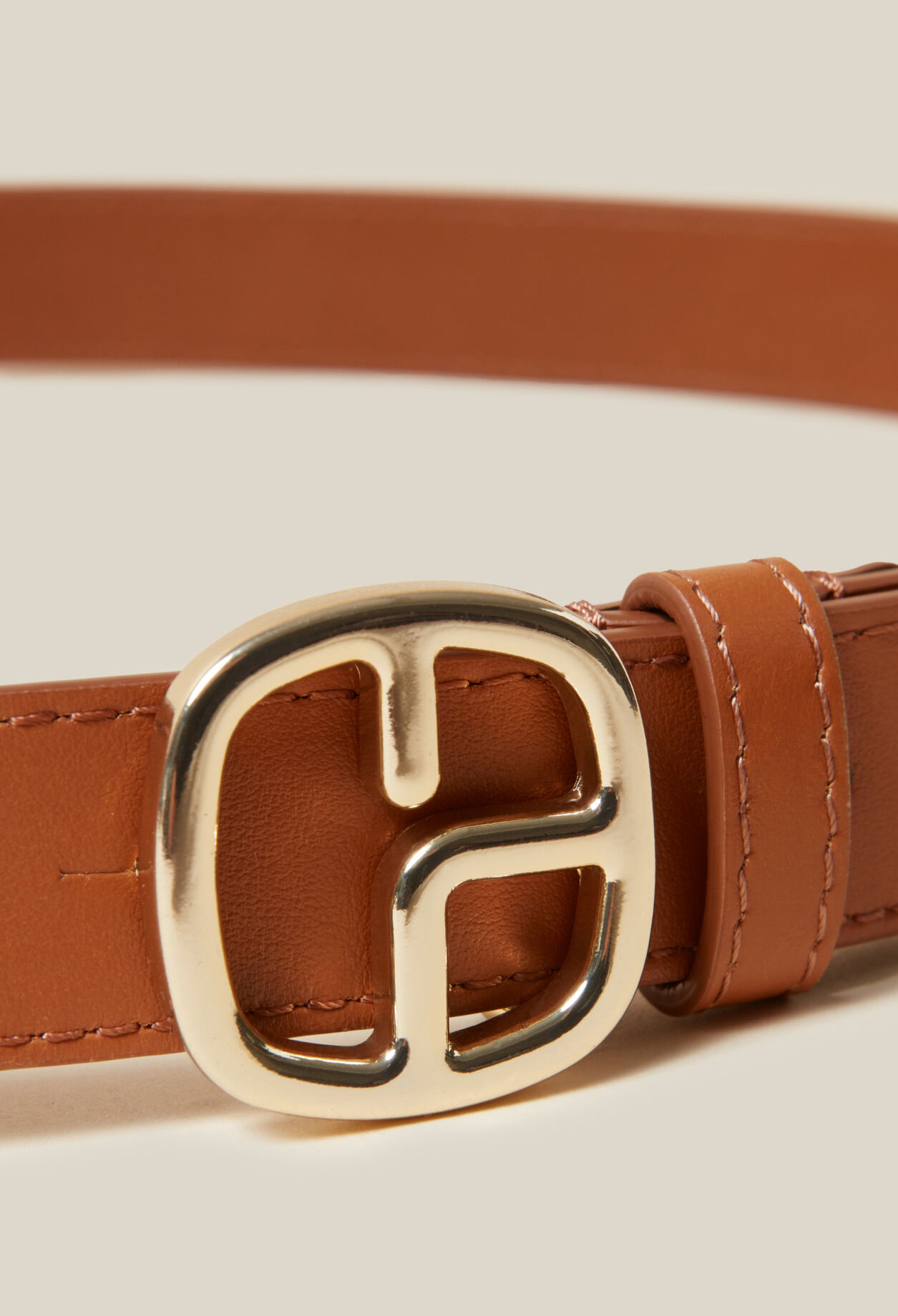 Ceinture cuir monogramme marron