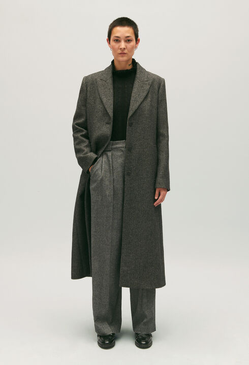 Manteau droit mi-long bicolore